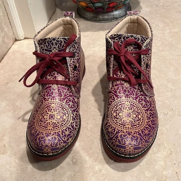 Neefs Night Glow Painted Ombre Paisley Ankle Boots Womens Size 37 US 6.5-7 - Picture 3 of 9